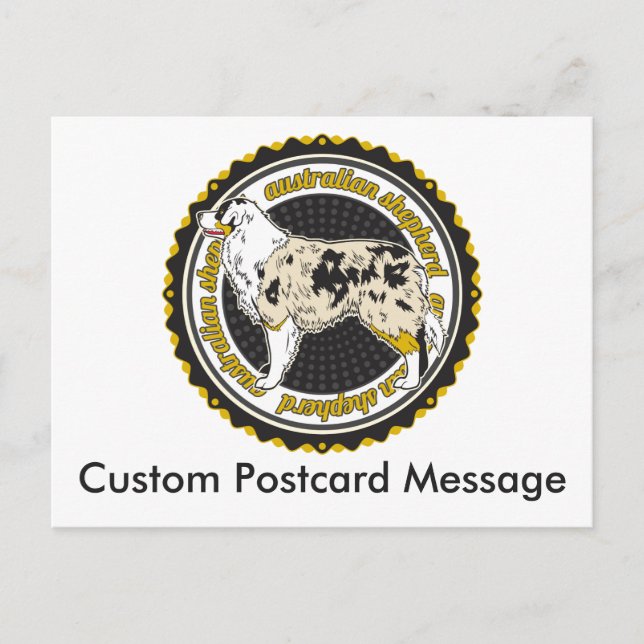 Personalised Dog Lover Australian Shepherd Breed Postcard (Front)