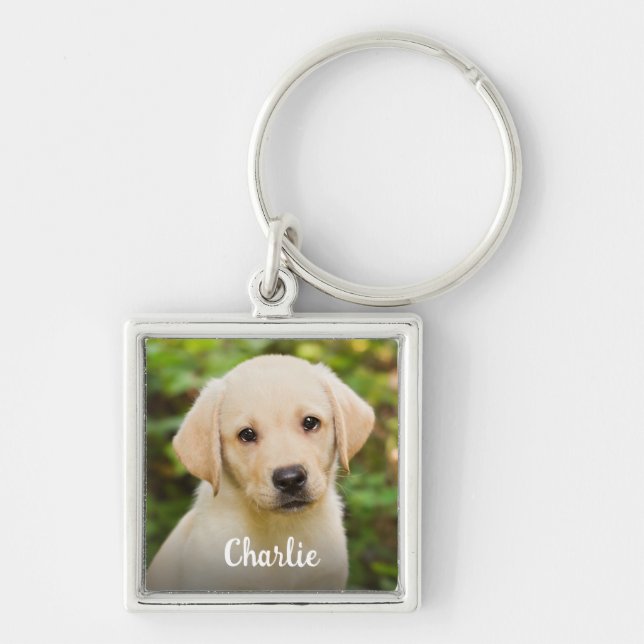 Personalised Dog Lover Simple Name Pet Photo Key Ring (Front)