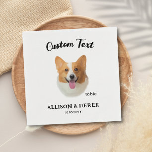 Personalised Dog Lovers Pet Name Corgi Wedding Napkin