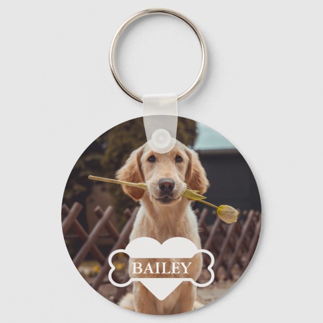 Personalised Dog Lovers Pet Photo Keepsake Key Ring (Front)