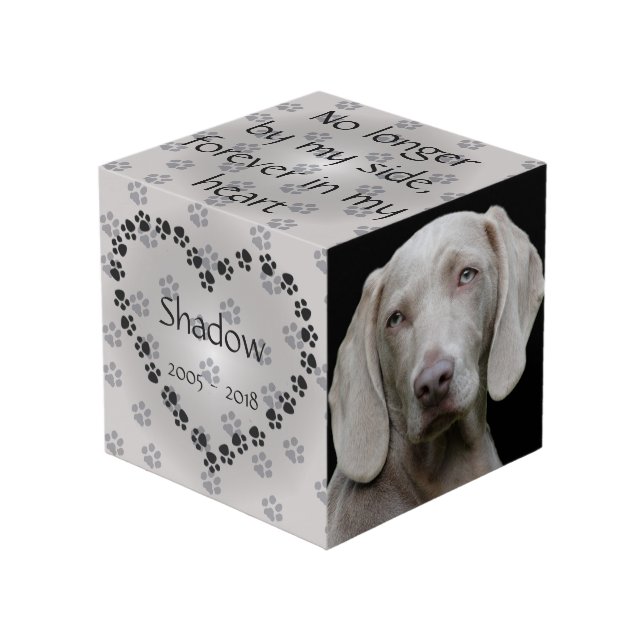 Personalised Dog Memorial No Longer By My Side Cube (Front Angled)