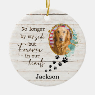 Personalised Dog Memorial Paw Prints Photo Ceramic Tree Decoration