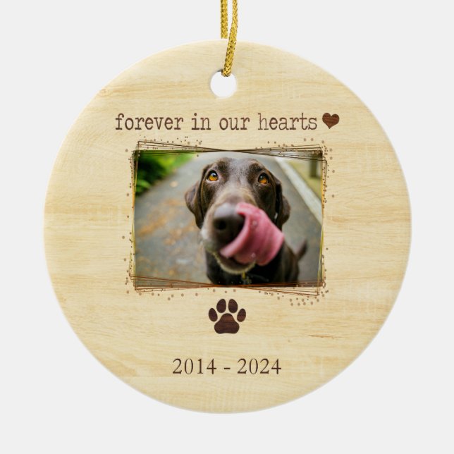 Personalised Dog Memorial Photo Ceramic Tree Decoration (Front)