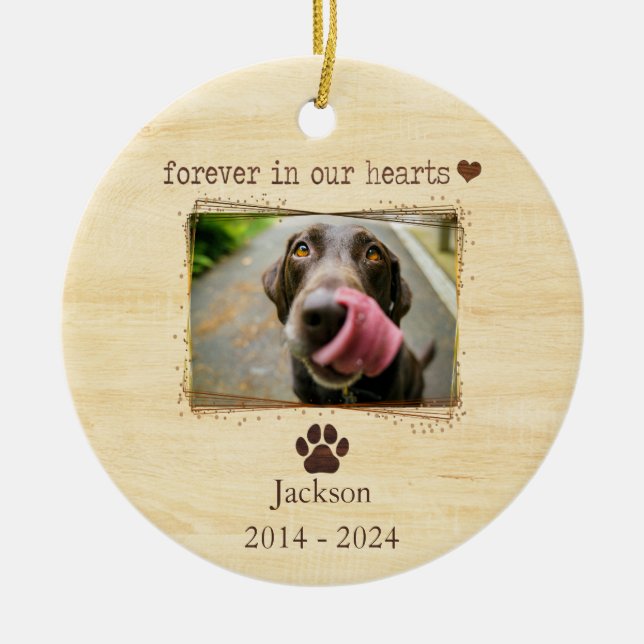 Personalised Dog Memorial Photo Ceramic Tree Decoration (Front)