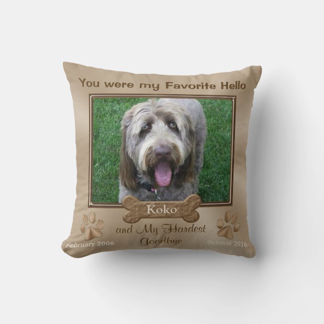 Personalised Dog Memorial Pillow PHOTO and TEXT (Front)