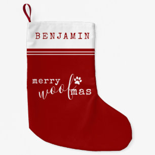 Personalised Dog Merry WOOFmas Small Christmas Stocking