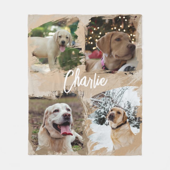 Personalised Dog Modern Photo Journey Keepsake Fleece Blanket (Front)