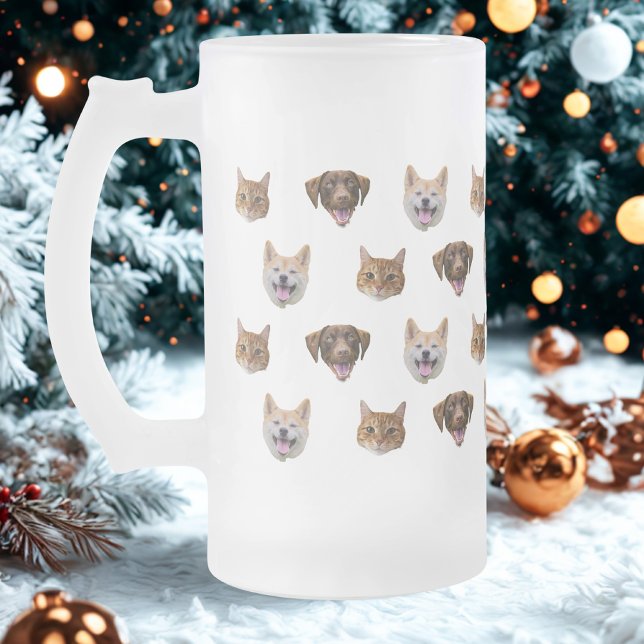 Personalised Dog Mug, Dog Cat Mum Gift  Frosted Glass Beer Mug (Creator Uploaded)