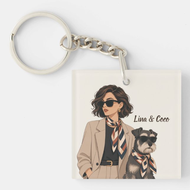 "Personalised Dog Mum Gift" "Custom Pet Owner  Key Ring (Front)