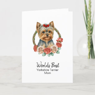 Personalised Dog Mum Yorkshire Terrier Mothers Day Holiday Card