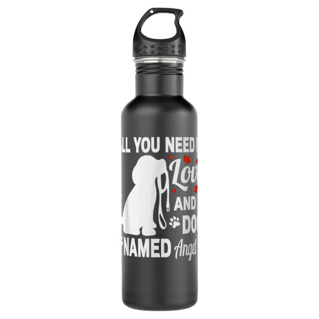 Personalised Dog Name Angel Cute Dog Pet Lover  710 Ml Water Bottle (Front)