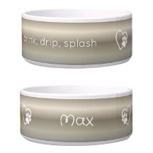 Personalised Dog Name Bowl Gold drink drip splash