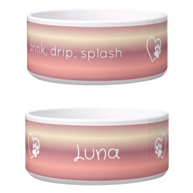 Personalised Dog Name Bowl Peach drink drip splash (Creator Uploaded)