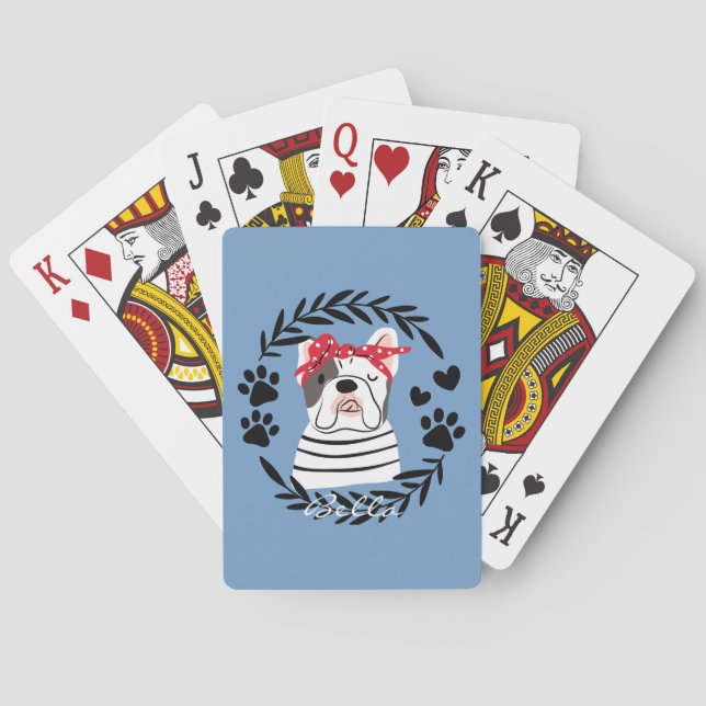 Personalised Dog Name Bulldog Playing Cards (Back)