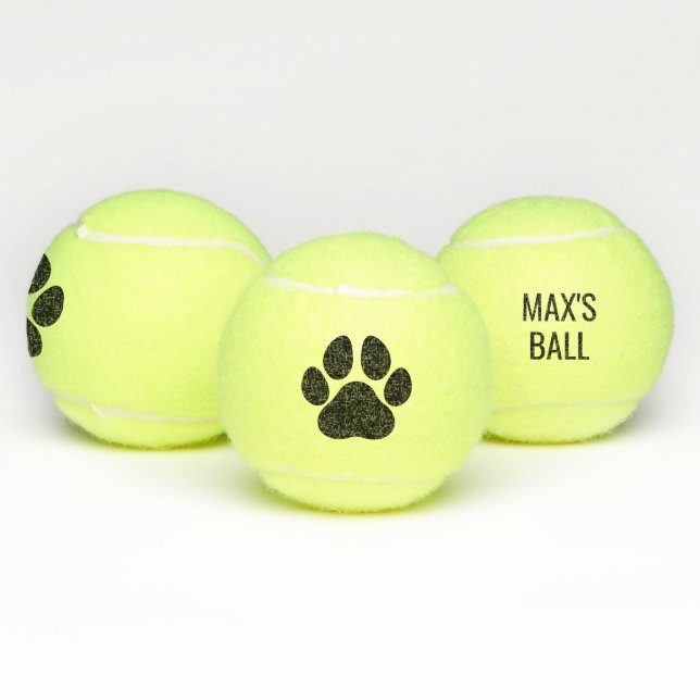 Personalised Dog Name Paw  Tennis Balls (Multi)