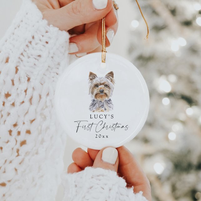 Personalised Dog Name Yorkie My First Christmas Ceramic Tree Decoration (Creator Uploaded)