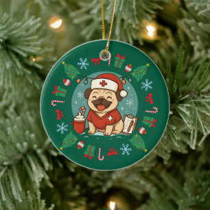 Personalised Dog Nurse Christmas Cute Holiday Pet Ceramic Tree Decoration