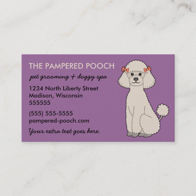 Personalised Dog or Pet Business Cards (plum) (Front)