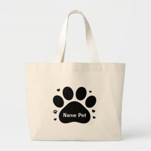 Personalised Dog Paw Custom Pet Name Carry-All Large Tote Bag