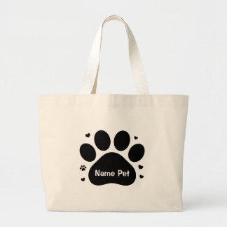 Personalised Dog Paw Custom Pet Name Carry-All Large Tote Bag