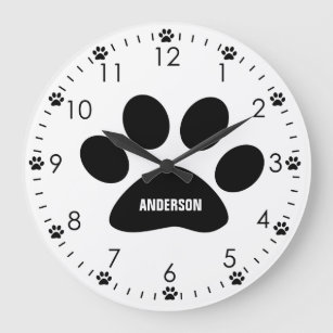 Personalised Dog Paw Large Clock