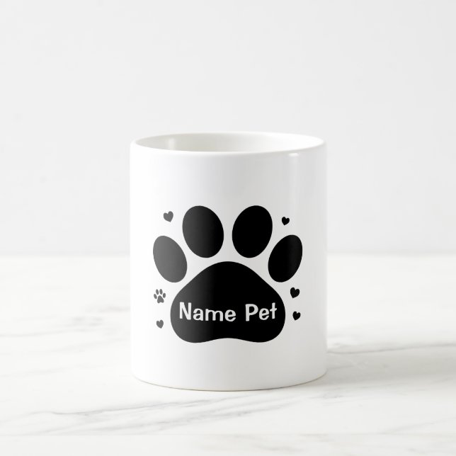 Personalised Dog Paw Print Custom Pet Name Gift Coffee Mug (Center)