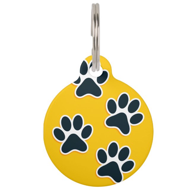 Personalised Dog Paw Print Design Pet Tag (Front)