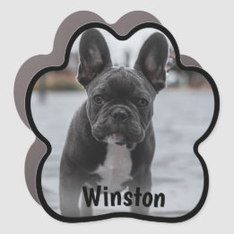 Personalised Dog Paw Print Photo Black Border Car Magnet