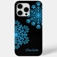 Personalised Dog Paw Snowflake Blue & Black