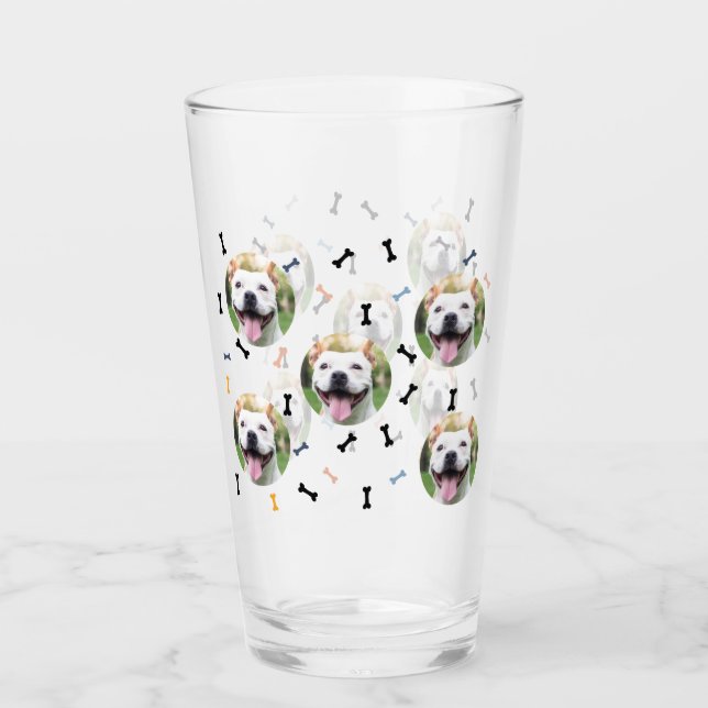 Personalised Dog Pet Photo Collage Glass Cup (Front)