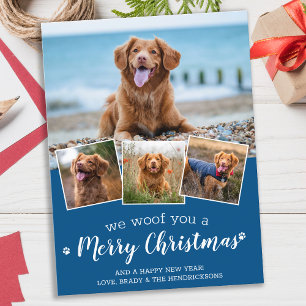 Personalised Dog Pet Photo Collage Merry Christmas Holiday Postcard