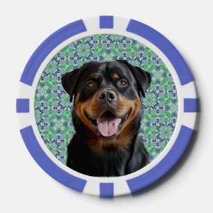 🐾Personalised Dog Pet Photo Green Mandala Pattern Poker Chips