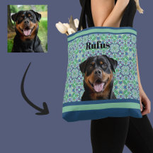 🐾Personalised Dog Pet Photo Green Mandala Pattern
