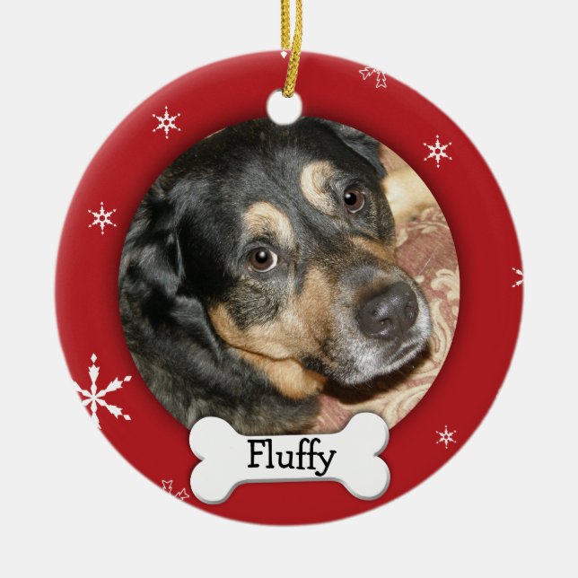 Personalised Dog/Pet Photo Holiday Ceramic Tree Decoration (Front)