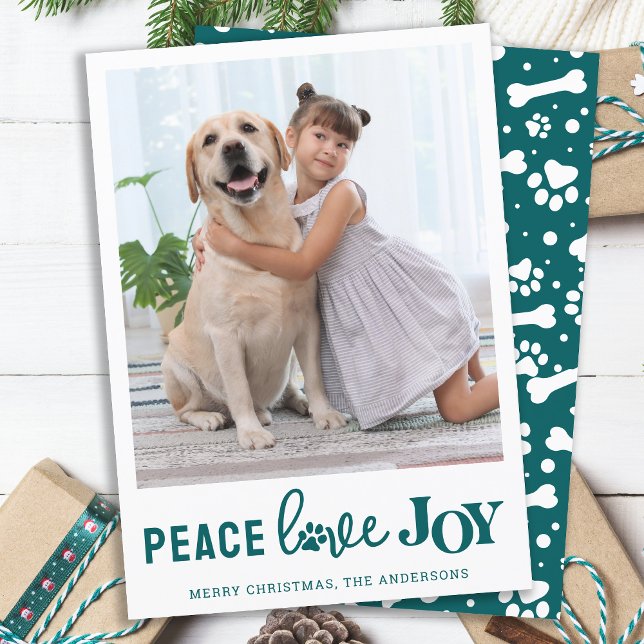 Personalised Dog Pet Photo PEACE LOVE JOY  Holiday Card (Creator Uploaded)