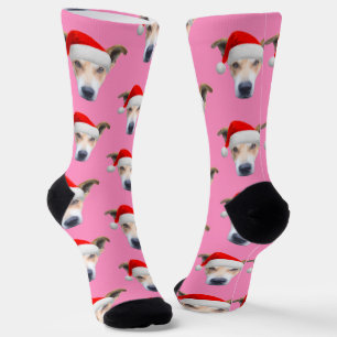 Personalised Dog Pet Photo Pink Socks