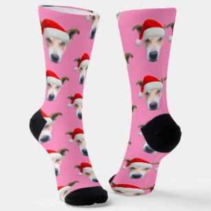 Personalised Dog Pet Photo Pink Socks