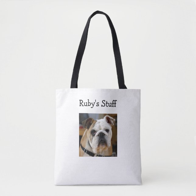 Personalised Dog Photo and Name Tote Bag (Front)