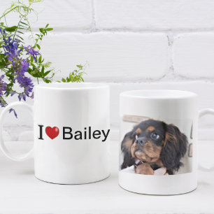 Personalised Dog Photo Black text Coffee Mug