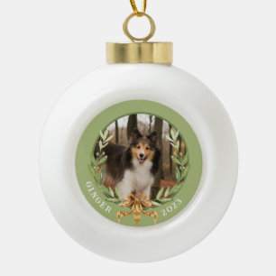Personalised Dog Photo Ceramic Ball Christmas Ornament