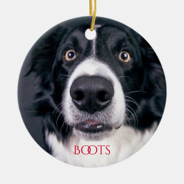 Personalised Dog Photo Christmas Tree Ceramic Tree Decoration (Front)