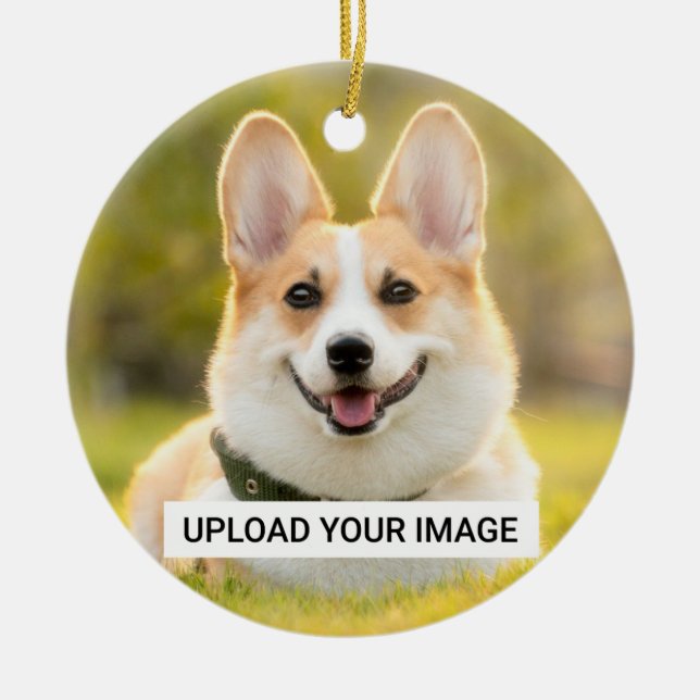 Personalised Dog Photo Classic Ceramic Tree Decoration (Front)