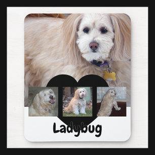 Personalised Dog Photo Collage with Custom Name Mouse Mat
