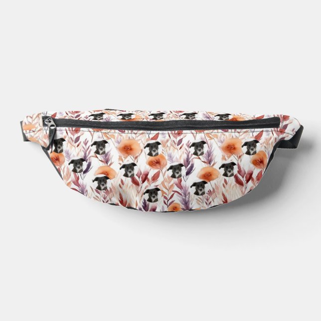 Personalised Dog Photo Dried Flowers Pattern Bum Bags (Lay Down)