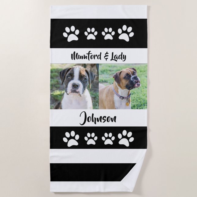 Personalised Dog Photo, Family Beach Towel (Front)
