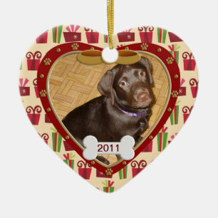 Personalised Dog Photo Frame Ceramic Tree Decoration