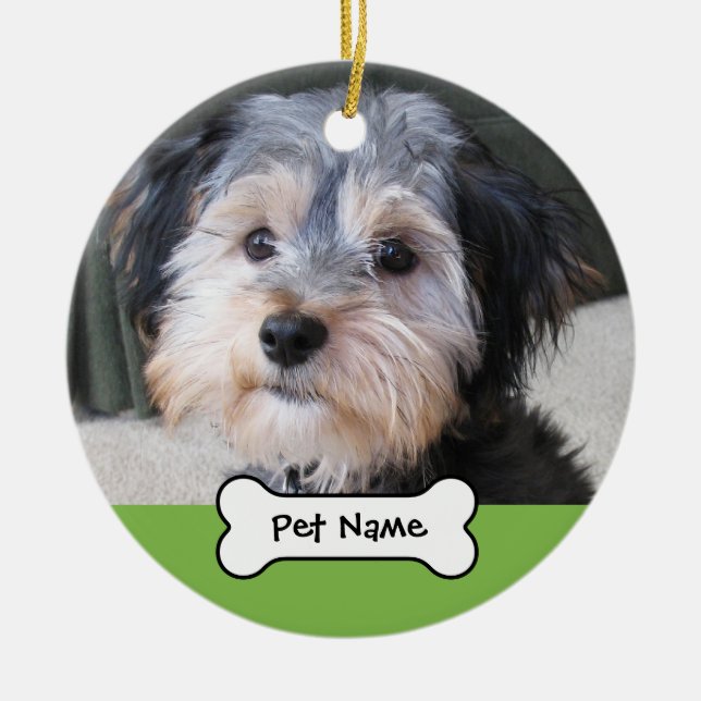 Personalised Dog Photo Frame - SINGLE-SIDED Ceramic Tree Decoration (Front)