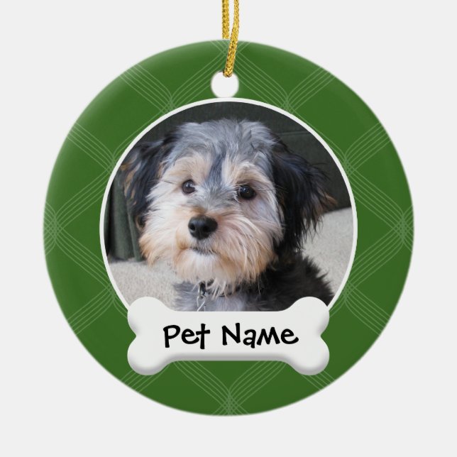 Personalised Dog Photo Frame - SINGLE-SIDED Ceramic Tree Decoration (Front)