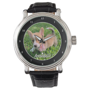 Personalised Dog Photo Monogram Modern Pet Owner Watch