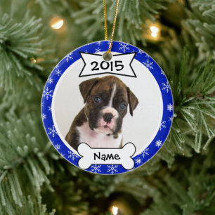 Personalised Dog Photo Ornament in Blue